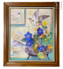 Les volubilis aux oiseaux by Édouard Georges Mac-Avoy, Huile sur toile, sold May 2025