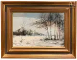 Campagne normande en hiver by Francois Franc, Huile sur toile, sold May 2025