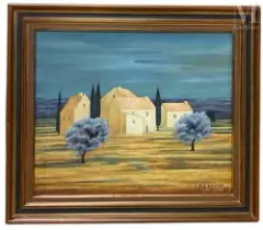 Maisons dans la campagne by Jean Pierre Capron, Huile sur toile, sold May 2025