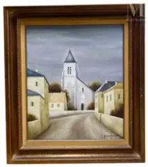 Village des Yvelines by Jean Pierre Capron, Huile sur toile, sold May 2025