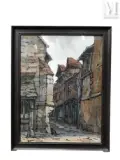 Honfleur, rue du Vieux musée by Jean-Charles Contel, 1920, Gouache sur papier, sold May 2025