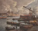 Pêcheurs dans le port de Marseille by Henri Alphonse Barnoin, Huile sur toile d'origine, sold May 2025