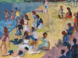 La plage by André Beauce, Huile sur toile d'origine, sold May 2025