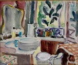 Intérieur au balcon by Pierre Belay, Aquarelle, sold May 2025