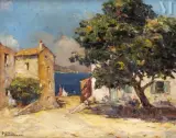 Mûrier et Ruelle à St Tropez by André Beronneau, Huile sur panneau, sold May 2025
