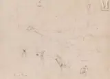 Etude d'animaux et personnages by Rosa Bonheur, Crayon, sold May 2025