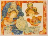Personnages by Sakti Burman, Lithographie en couleurs, sold May 2025