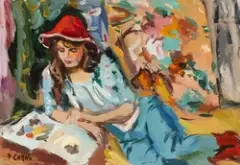 Jeune fille lisant by Pierre Cornu, Huile sur toile, sold May 2025