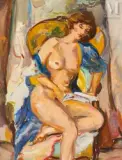 Le modèle by Pierre Cornu, Huile sur toile d'origine, sold May 2025
