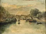 Pont sur la Seine by Gustave Madelain, Huile sur panneau une planche non parqueté, sold May 2025
