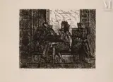 Trois personnages sur un banc by Marcel Gromaire, 1958, Eau forte sur cuivre, sold May 2025