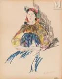 Paysanne russe by Filipp Malyavin, Pastel sur papier marouflé sur carton, sold Apr 2025