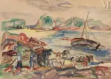 Les ramasseurs de goémon by Henri Epstein, Aquarelle et crayon sur papier, sold Apr 2025