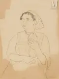 Femme au collier by Simon Mondzain, Crayon sur papier, sold Apr 2025