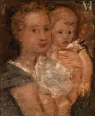 Mère et son enfant by Joachim Weingart, Huile sur toile, sold Apr 2025
