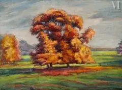 Parc d'Allonville, près d'Amiens by Jean Misceslas Peské, Huile sur toile, sold Apr 2025