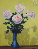 Bouquet de roses by Georges Delhomme, Gouache aquarellée, sold Apr 2025