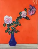 Bouquet de roses by Georges Delhomme, Gouache aquarellée, sold Apr 2025