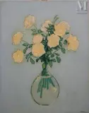 Nature morte au bouquet by Georges Delhomme, Huile sur toile, sold Apr 2025