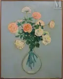 Roses roses, et roses blanches by Georges Delhomme, Huile sur toile, sold Apr 2025