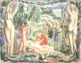 Bord de Marne, projet de tapisserie by Georges Delhomme, Gouache sur carton, sold Apr 2025