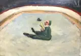 Le clown assis, 1935-1936 by Georges Delhomme, Huile sur carton, sold Apr 2025