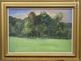Soleil couchant à Bry-sur-Marne by Georges Delhomme, Huile sur panneau de bois, sold Apr 2025