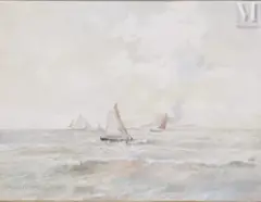 Voiliers en mer by Maurice Courant, Aquarelle, sold Apr 2025
