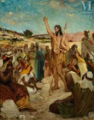Jesus et ses disciples by Marius Barret, Huile sur toile, sold Apr 2025