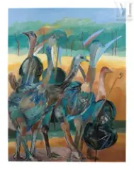 Animal et musique by Jacqueline Verdet, Huile sur toile, sold Apr 2025