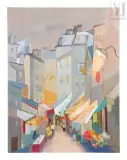 Rue commerçante à Paris by Jacqueline Verdet, Huile sur toile, sold Apr 2025