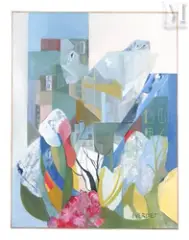 Des fleurs dans la ville by Jacqueline Verdet, Huile sur toile, sold Apr 2025
