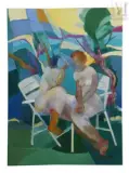 Discussion by Jacqueline Verdet, Huile sur toile, sold Apr 2025