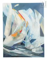 Des voiles by Jacqueline Verdet, Huile sur toile, sold Apr 2025