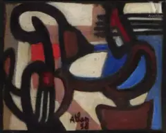 Psaume by Jean-Michel Atlan, 1958, Huile sur toile, sold Apr 2025