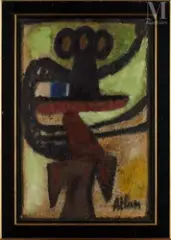 Sans titre by Jean-Michel Atlan, 1953, Huile et technique mixte sur isorel, sold Apr 2025
