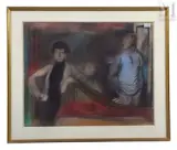 Trois personnages autour d'un piano by Jean Launois, Pastel, sold Feb 2025