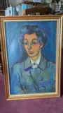 Portrait de Madame Bergier, épouse du médecin de famille d Ambrogiani by Pierre Ambrogiani, Huile sur toile d'origine, sold Jan 2025