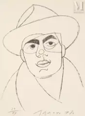 Autoportrait au chapeau by Eduardo Arroyo, Lithographie, sold Jan 2025
