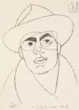 Autoportrait au chapeau by Eduardo Arroyo, Lithographie, sold Jan 2025