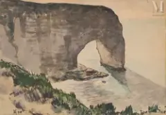 Falaises à Etretat by Jean Francis Auburtin, Aquarelle, sold Jan 2025