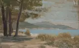 Les pins en bord de mer by Jean Francis Auburtin, Aquarelle et gouache, sold Jan 2025