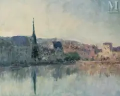 Bord de rivière by André Barbier, Huile sur carton fort, sold Jan 2025