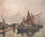 La brume matin by Henri Alphonse Barnoin, Huile sur toile d'origine, sold Jan 2025