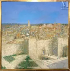 La Porte de Jaffa by Alex Berdal, Huile sur toile, sold Jan 2025