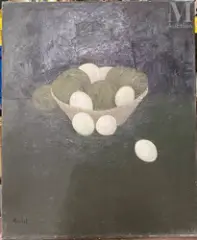 Nature morte aux oeufs by Alex Berdal, Huile sur toile, sold Jan 2025