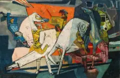 Les Quatre chevaliers de l’Apocalypse by Jean de Botton, 1957, Huile sur toile d’origine, sold Jan 2025