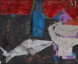 Composition aux poissons by André Bréchet, Huile sur toile d'origine, sold Jan 2025