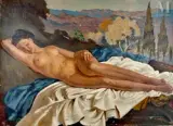 Femme nue couchée by Paul Bret, Huile sur toile d'origine, sold Jan 2025