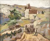 Départ au champ by Marcel Bach, Huile sur toile, sold Jan 2025